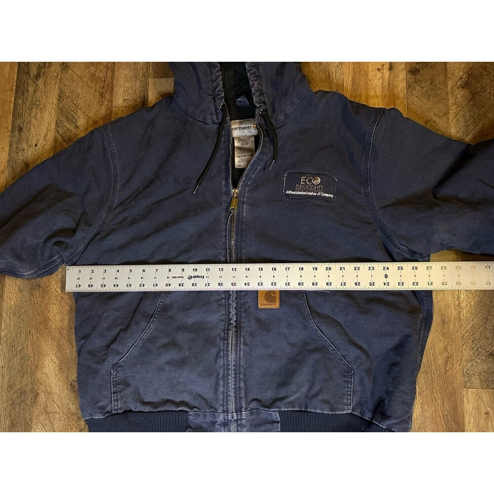 Vintage Faded & Distressed Navy Carhartt Hooded Canvas Work Jacket - Picture 4 of 8